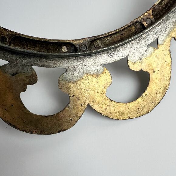 Vintage 50s Italian Gilt Brass Oval Frame – Heavy 17"x12" Rococo Wall Art - Picture 7 of 8